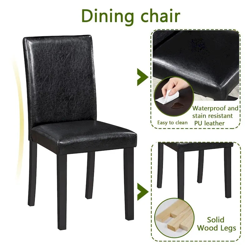 Juego de comedor de 5 piezas para 4 personas en gris, blanco y negro