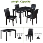 Juego de comedor de 5 piezas para 4 personas en gris, blanco y negro