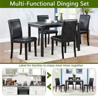 Juego de comedor de 5 piezas para 4 personas en gris, blanco y negro