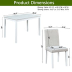 Juego de comedor de 5 piezas para 4 personas en gris, blanco y negro