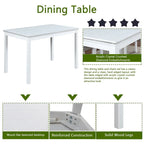 Juego de comedor de 5 piezas para 4 personas en gris, blanco y negro
