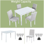 Juego de comedor de 5 piezas para 4 personas en gris, blanco y negro