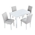 Juego de comedor de 5 piezas para 4 personas en gris, blanco y negro