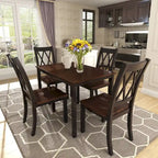 Juego de comedor de 5 piezas con mesa rectangular, color blanco y negro con respaldo en X, para 4 personas