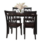 Juego de comedor de 5 piezas con mesa rectangular, color blanco y negro con respaldo en X, para 4 personas