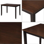 Juego de comedor de 5 piezas con mesa rectangular, color blanco y negro con respaldo en X, para 4 personas