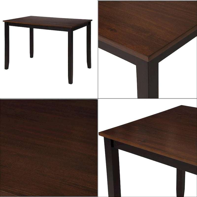 Juego de comedor de 5 piezas con mesa rectangular, color blanco y negro con respaldo en X, para 4 personas