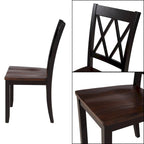 Juego de comedor de 5 piezas con mesa rectangular, color blanco y negro con respaldo en X, para 4 personas