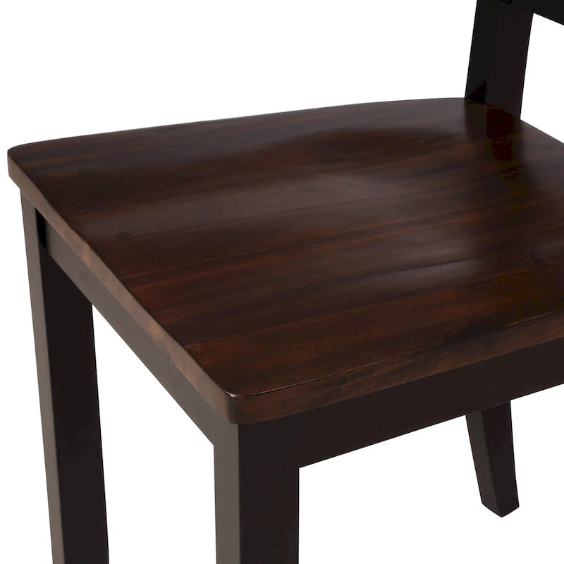 Juego de comedor de 5 piezas con mesa rectangular, color blanco y negro con respaldo en X, para 4 personas