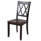 Juego de comedor de 5 piezas con mesa rectangular, color blanco y negro con respaldo en X, para 4 personas