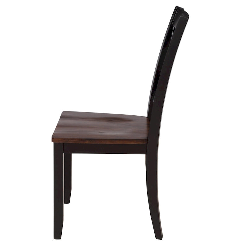Juego de comedor de 5 piezas con mesa rectangular, color blanco y negro con respaldo en X, para 4 personas
