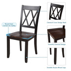 Juego de comedor de 5 piezas con mesa rectangular, color blanco y negro con respaldo en X, para 4 personas