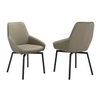 Sillas de comedor giratorias gris topo y negro, con costuras acanaladas, juego de 2