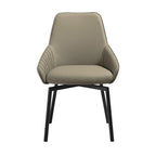 Sillas de comedor giratorias gris topo y negro, con costuras acanaladas, juego de 2