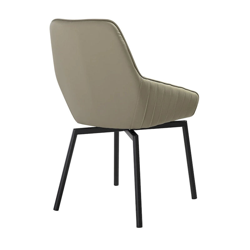 Sillas de comedor giratorias gris topo y negro, con costuras acanaladas, juego de 2