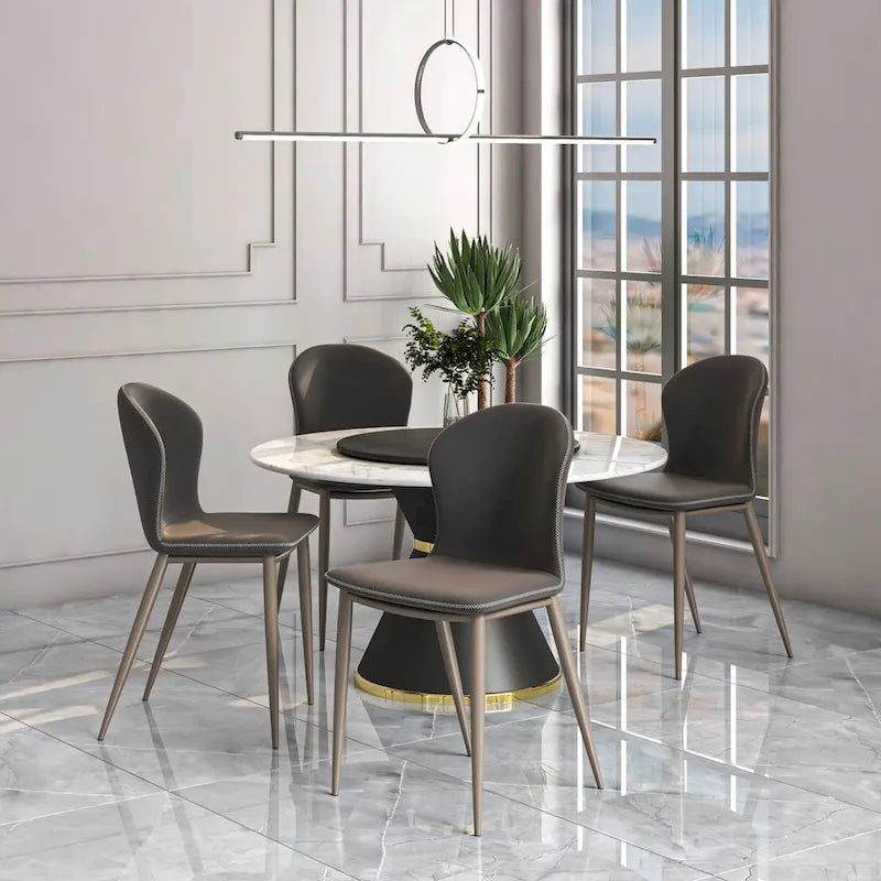 Silla de comedor tapizada con patas metálicas | Marrón claro / Morado ciruela / Carbón / Verde oliva / Gris claro / Blanco coco | Para 1 persona