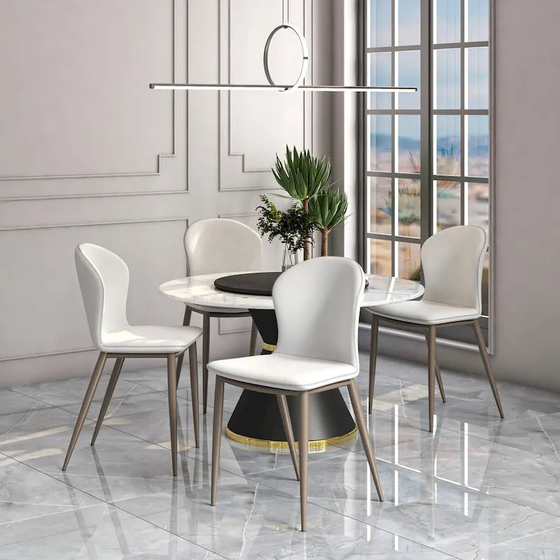 Silla de comedor tapizada con patas metálicas | Marrón claro / Morado ciruela / Carbón / Verde oliva / Gris claro / Blanco coco | Para 1 persona