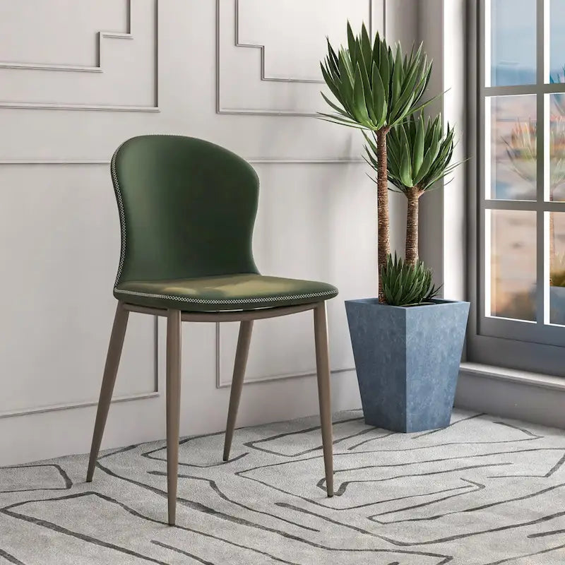 Silla de comedor tapizada con patas metálicas | Marrón claro / Morado ciruela / Carbón / Verde oliva / Gris claro / Blanco coco | Para 1 persona