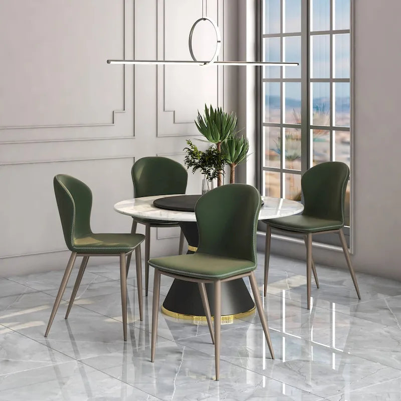 Silla de comedor tapizada con patas metálicas | Marrón claro / Morado ciruela / Carbón / Verde oliva / Gris claro / Blanco coco | Para 1 persona