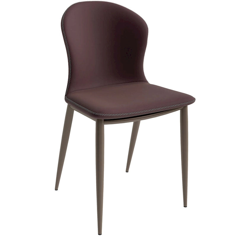 Silla de comedor tapizada con patas metálicas | Marrón claro / Morado ciruela / Carbón / Verde oliva / Gris claro / Blanco coco | Para 1 persona