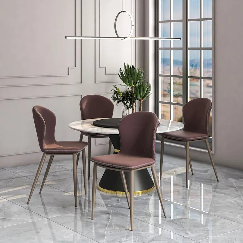 Silla de comedor tapizada con patas metálicas | Marrón claro / Morado ciruela / Carbón / Verde oliva / Gris claro / Blanco coco | Para 1 persona