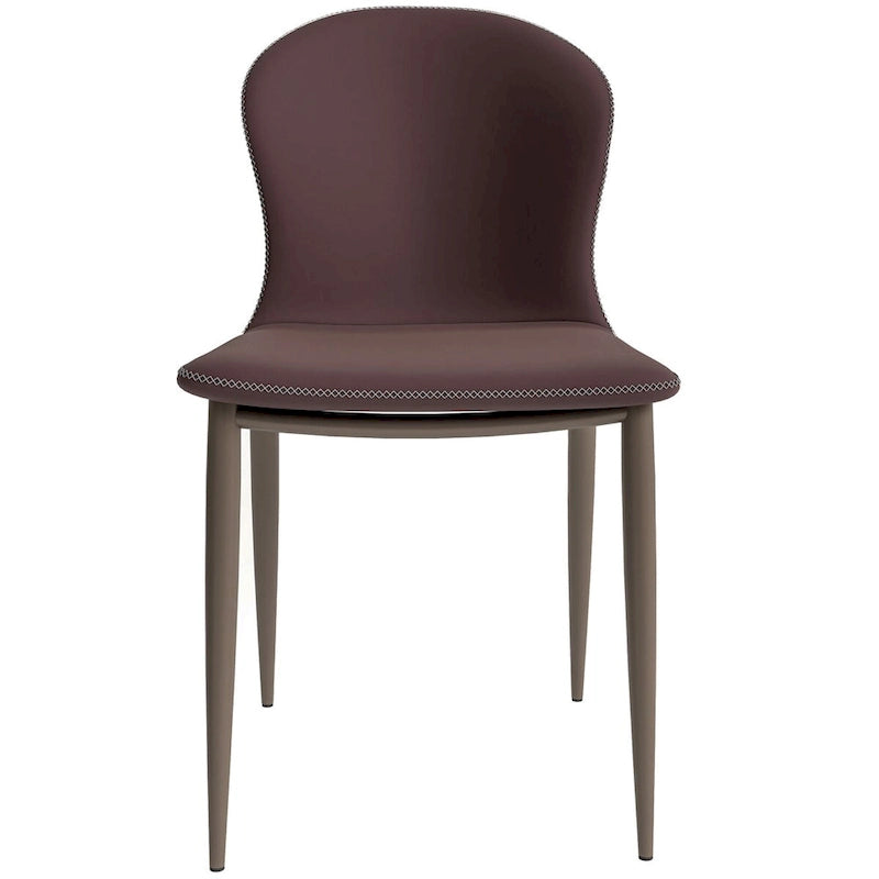 Silla de comedor tapizada con patas metálicas | Marrón claro / Morado ciruela / Carbón / Verde oliva / Gris claro / Blanco coco | Para 1 persona