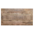 Mesa de comedor rectangular negra, superficie de madera de mango y patas de metal tipo araña, para 6 personas, 160 cm