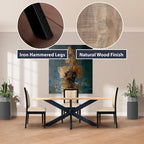 Mesa de comedor rectangular negra, superficie de madera de mango y patas de metal tipo araña, para 6 personas, 160 cm