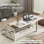 Mesa de centro elevable, Gris/Marrón rústico/Espresso, para 2 personas, 43.3" An.