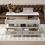 Mesa de centro elevable, Gris/Marrón rústico/Espresso, para 2 personas, 43.3" An.