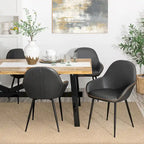 Sillón de comedor en piel sintética azul oscuro/gris de estilo escandinavo, juego de 4