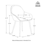 Sillón de comedor en piel sintética azul oscuro/gris de estilo escandinavo, juego de 4