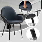 Sillón de comedor en piel sintética azul oscuro/gris de estilo escandinavo, juego de 4