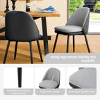 Sillón de comedor en piel sintética azul oscuro/gris de estilo escandinavo, juego de 4