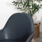 Sillón de comedor en piel sintética azul oscuro/gris de estilo escandinavo, juego de 4