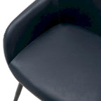 Sillón de comedor en piel sintética azul oscuro/gris de estilo escandinavo, juego de 4