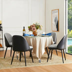 Sillón de comedor en piel sintética azul oscuro/gris de estilo escandinavo, juego de 4