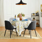 Sillón de comedor en piel sintética azul oscuro/gris de estilo escandinavo, juego de 4