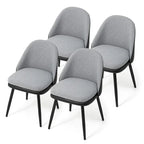 Sillón de comedor en piel sintética azul oscuro/gris de estilo escandinavo, juego de 4