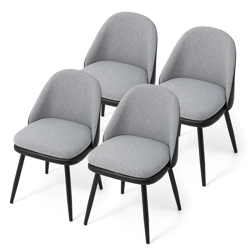 Sillón de comedor en piel sintética azul oscuro/gris de estilo escandinavo, juego de 4