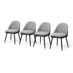 Sillón de comedor en piel sintética azul oscuro/gris de estilo escandinavo, juego de 4