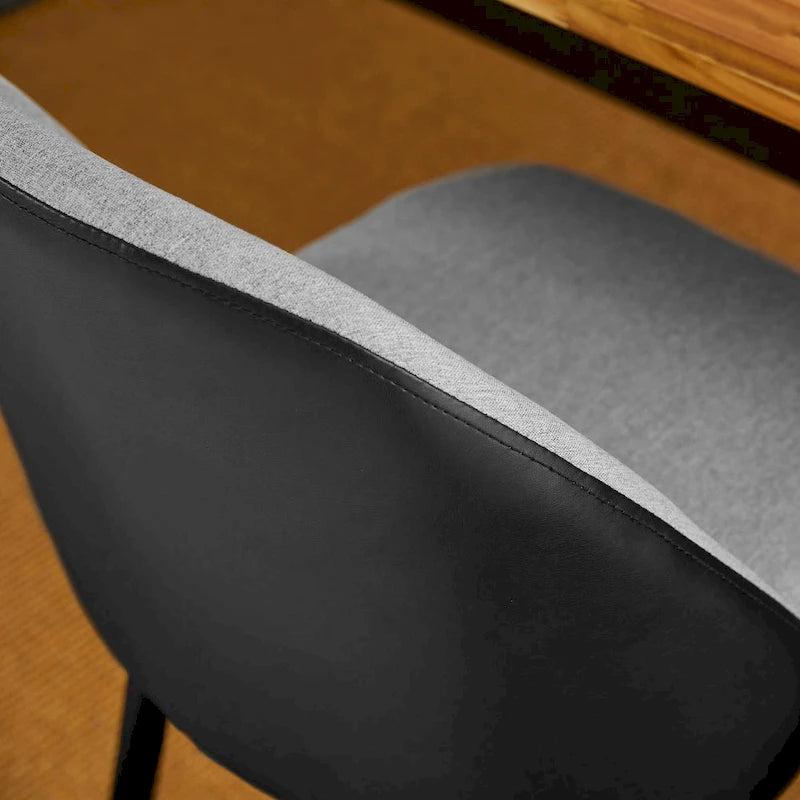 Sillón de comedor en piel sintética azul oscuro/gris de estilo escandinavo, juego de 4