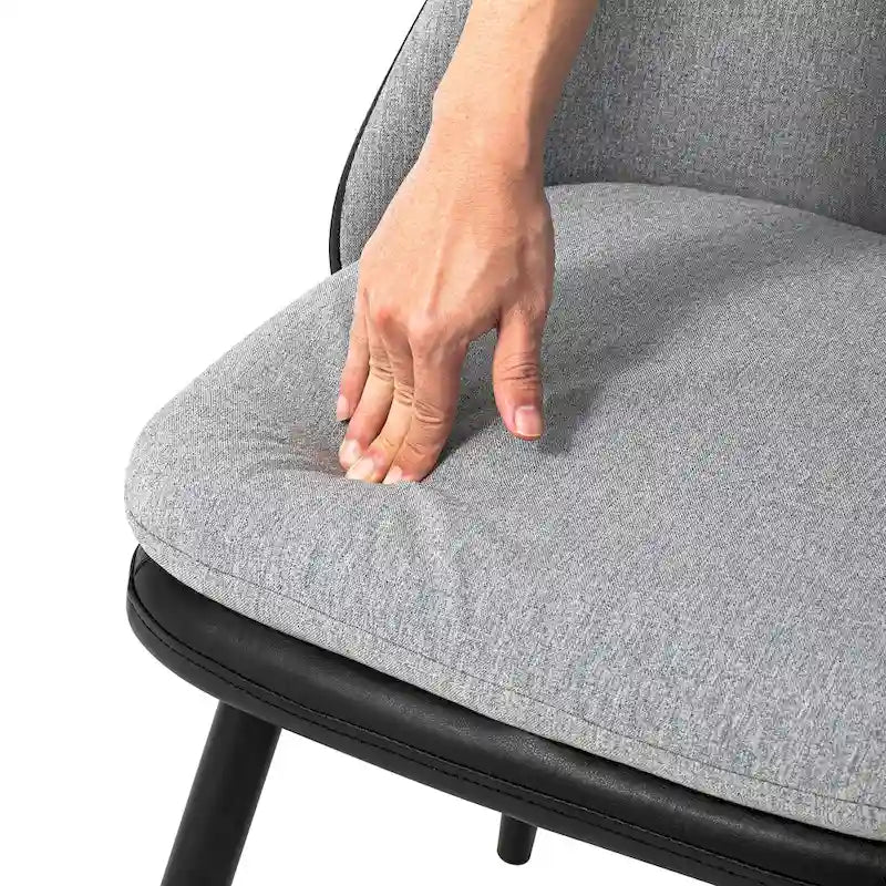 Sillón de comedor en piel sintética azul oscuro/gris de estilo escandinavo, juego de 4