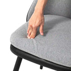 Sillón de comedor en piel sintética azul oscuro/gris de estilo escandinavo, juego de 4