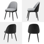 Sillón de comedor en piel sintética azul oscuro/gris de estilo escandinavo, juego de 4