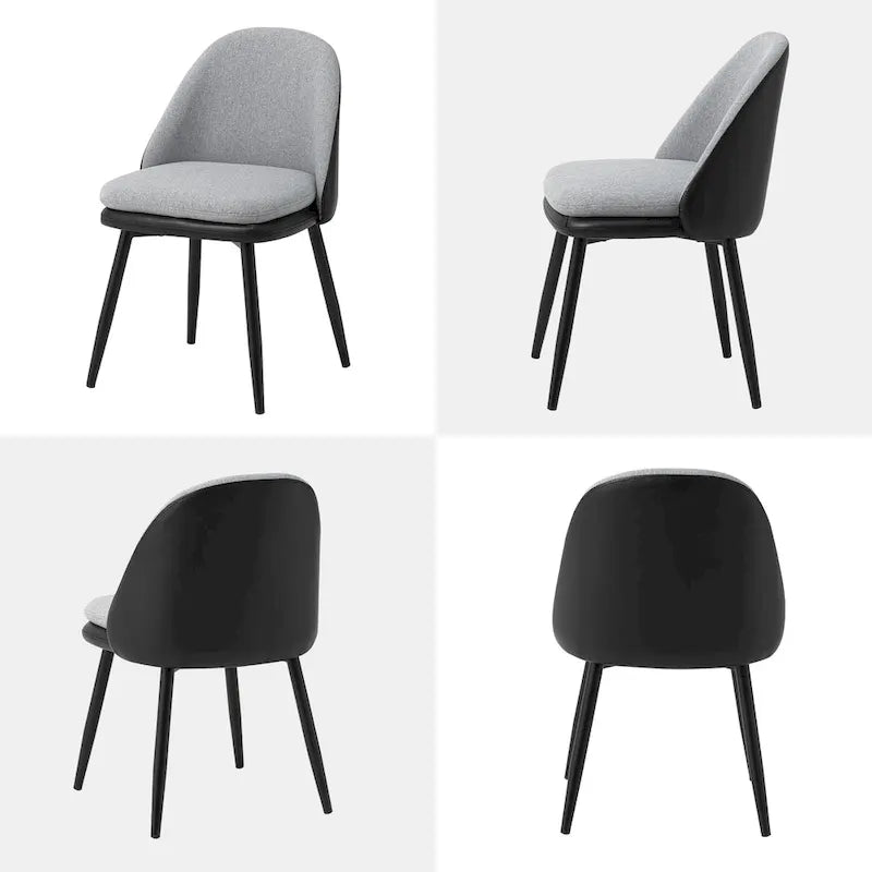 Sillón de comedor en piel sintética azul oscuro/gris de estilo escandinavo, juego de 4