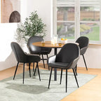 Sillón de comedor en piel sintética azul oscuro/gris de estilo escandinavo, juego de 4