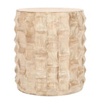 Mesa auxiliar redonda de madera blanca, 17" de diámetro × 20" de alto