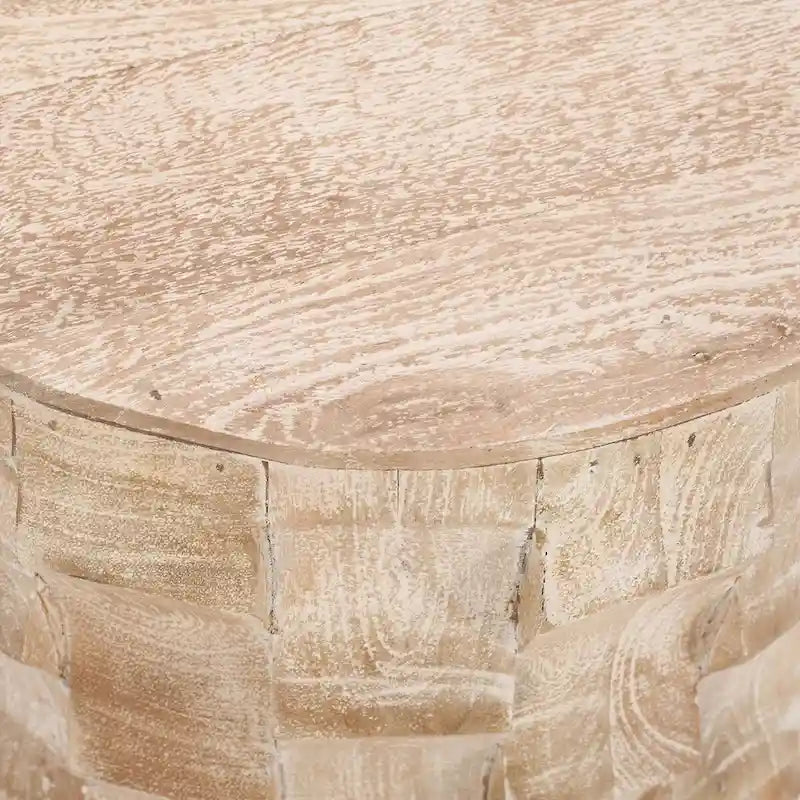 Mesa auxiliar redonda de madera blanca, 17" de diámetro × 20" de alto