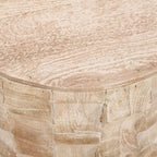 Mesa auxiliar redonda de madera blanca, 17" de diámetro × 20" de alto